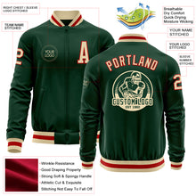 Laden Sie das Bild in den Galerie-Viewer, Custom Green Cream-Red Bomber Varsity Letterman Zipper Jacket