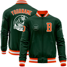 Загрузить изображение в средство просмотра галереи, Custom Green Orange-White Bomber Varsity Letterman Zipper Jacket
