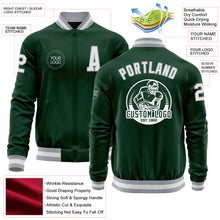 Charger l'image dans la galerie, Custom Green White-Gray Bomber Varsity Letterman Zipper Jacket