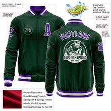 Charger l'image dans la galerie, Custom Green Purple-White Bomber Varsity Letterman Zipper Jacket