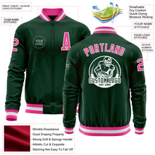 Charger l'image dans la galerie, Custom Green Pink-White Bomber Varsity Letterman Zipper Jacket