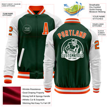 Загрузить изображение в средство просмотра галереи, Custom Green Orange-White Bomber Varsity Letterman Two Tone Zipper Jacket