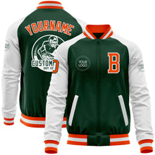 Загрузить изображение в средство просмотра галереи, Custom Green Orange-White Bomber Varsity Letterman Two Tone Zipper Jacket