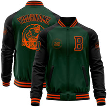 Загрузить изображение в средство просмотра галереи, Custom Green Black-Orange Bomber Varsity Letterman Two Tone Zipper Jacket