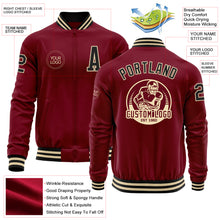 Charger l'image dans la galerie, Custom Crimson Black-Cream Bomber Varsity Letterman Zipper Jacket