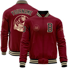 Charger l'image dans la galerie, Custom Crimson Black-Cream Bomber Varsity Letterman Zipper Jacket