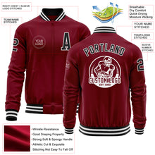 Charger l'image dans la galerie, Custom Crimson Black-White Bomber Varsity Letterman Zipper Jacket