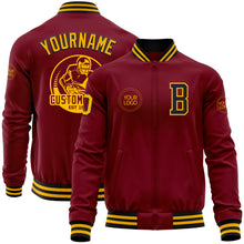 Charger l'image dans la galerie, Custom Crimson Gold-Black Bomber Varsity Letterman Zipper Jacket