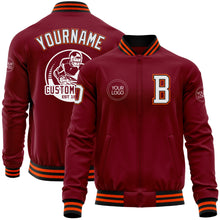 Charger l'image dans la galerie, Custom Crimson Black-Orange Bomber Varsity Letterman Zipper Jacket