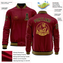 Charger l'image dans la galerie, Custom Crimson Black-Old Gold Bomber Varsity Letterman Zipper Jacket