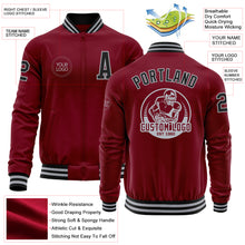 Charger l'image dans la galerie, Custom Crimson Black-Gray Bomber Varsity Letterman Zipper Jacket