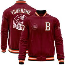 Charger l'image dans la galerie, Custom Crimson Black-Orange Bomber Varsity Letterman Zipper Jacket