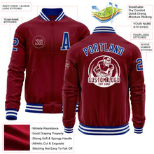 Charger l'image dans la galerie, Custom Crimson Royal-White Bomber Varsity Letterman Zipper Jacket
