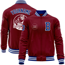 Charger l'image dans la galerie, Custom Crimson Royal-White Bomber Varsity Letterman Zipper Jacket