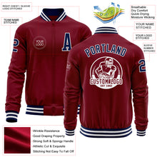 Charger l'image dans la galerie, Custom Crimson Navy-White Bomber Varsity Letterman Zipper Jacket