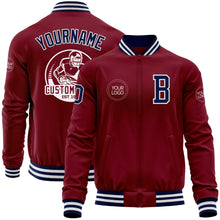 Charger l'image dans la galerie, Custom Crimson Navy-White Bomber Varsity Letterman Zipper Jacket