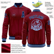Charger l'image dans la galerie, Custom Crimson Navy-Light Blue Bomber Varsity Letterman Zipper Jacket