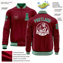 Charger l'image dans la galerie, Custom Crimson Kelly Green-White Bomber Varsity Letterman Zipper Jacket