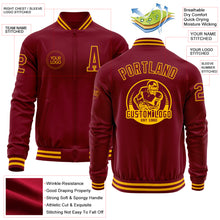 Charger l'image dans la galerie, Custom Crimson Gold Bomber Varsity Letterman Zipper Jacket