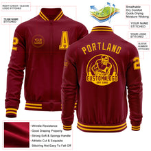 Charger l'image dans la galerie, Custom Crimson Gold Bomber Varsity Letterman Zipper Jacket