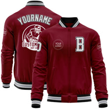Charger l'image dans la galerie, Custom Crimson Black-Gray Bomber Varsity Letterman Zipper Jacket