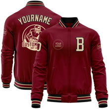 Charger l'image dans la galerie, Custom Crimson City Cream-Black Bomber Varsity Letterman Zipper Jacket