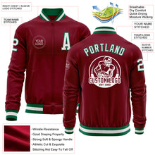 Charger l'image dans la galerie, Custom Crimson White-Kelly Green Bomber Varsity Letterman Zipper Jacket