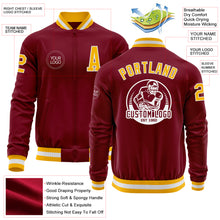 Charger l'image dans la galerie, Custom Crimson Gold-White Bomber Varsity Letterman Zipper Jacket
