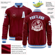 Загрузить изображение в средство просмотра галереи, Custom Crimson White-Light Blue Bomber Varsity Letterman Zipper Jacket