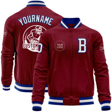 Загрузить изображение в средство просмотра галереи, Custom Crimson White-Royal Bomber Varsity Letterman Zipper Jacket
