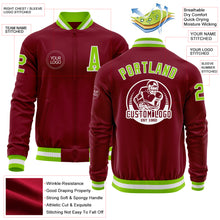 Charger l'image dans la galerie, Custom Crimson Neon Green-White Bomber Varsity Letterman Zipper Jacket