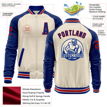 Charger l'image dans la galerie, Custom Cream Red Royal-White Bomber Varsity Letterman Two Tone Zipper Jacket