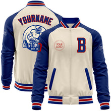 Charger l'image dans la galerie, Custom Cream Red Royal-White Bomber Varsity Letterman Two Tone Zipper Jacket