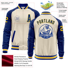 Charger l'image dans la galerie, Custom Cream Yellow Royal-White Bomber Varsity Letterman Two Tone Zipper Jacket