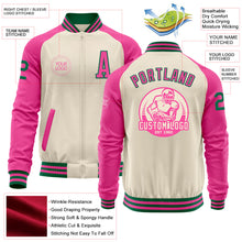Charger l'image dans la galerie, Custom Cream Kelly Green-Pink Bomber Varsity Letterman Two Tone Zipper Jacket
