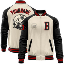 Charger l'image dans la galerie, Custom Cream Red-Black Bomber Varsity Letterman Two Tone Zipper Jacket