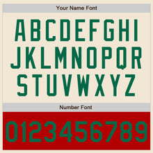 Загрузить изображение в средство просмотра галереи, Custom Cream Kelly Green Red-White Bomber Varsity Letterman Two Tone Zipper Jacket