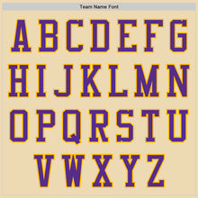 Load image into Gallery viewer, Custom Cream Gold Black Purple-White Bomber Varsity Letterman Two Tone Zipper Jacket