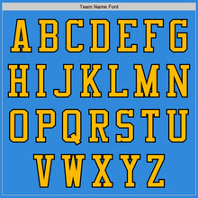 Загрузить изображение в средство просмотра галереи, Custom Powder Blue Gold-Black Bomber Varsity Letterman Zipper Jacket