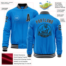 Загрузить изображение в средство просмотра галереи, Custom Powder Blue Black-Gray Bomber Varsity Letterman Zipper Jacket