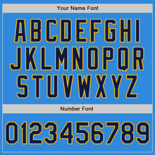 Загрузить изображение в средство просмотра галереи, Custom Powder Blue Navy-Gold Bomber Varsity Letterman Zipper Jacket