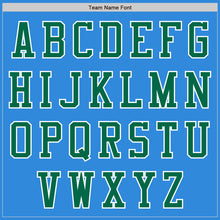 Load image into Gallery viewer, Custom Powder Blue Kelly Green-White Bomber Varsity Letterman Zipper Jacket