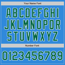 Load image into Gallery viewer, Custom Powder Blue Kelly Green-White Bomber Varsity Letterman Zipper Jacket