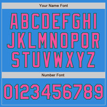 Загрузить изображение в средство просмотра галереи, Custom Powder Blue Pink-Kelly Green Bomber Varsity Letterman Zipper Jacket