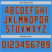 Загрузить изображение в средство просмотра галереи, Custom Powder Blue Crimson-Gold Bomber Varsity Letterman Zipper Jacket