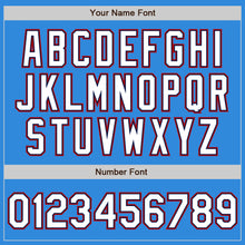 Загрузить изображение в средство просмотра галереи, Custom Powder Blue Navy-Red Bomber Varsity Letterman Zipper Jacket