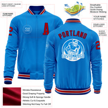 Загрузить изображение в средство просмотра галереи, Custom Powder Blue Red-Royal Bomber Varsity Letterman Zipper Jacket
