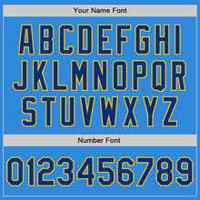 Загрузить изображение в средство просмотра галереи, Custom Powder Blue Royal-Yellow Bomber Varsity Letterman Zipper Jacket