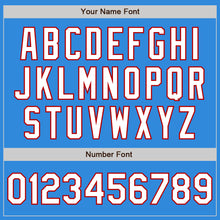 Загрузить изображение в средство просмотра галереи, Custom Powder Blue White-Red Bomber Varsity Letterman Zipper Jacket