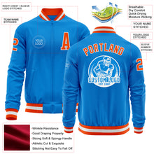 Загрузить изображение в средство просмотра галереи, Custom Powder Blue Orange-White Bomber Varsity Letterman Zipper Jacket